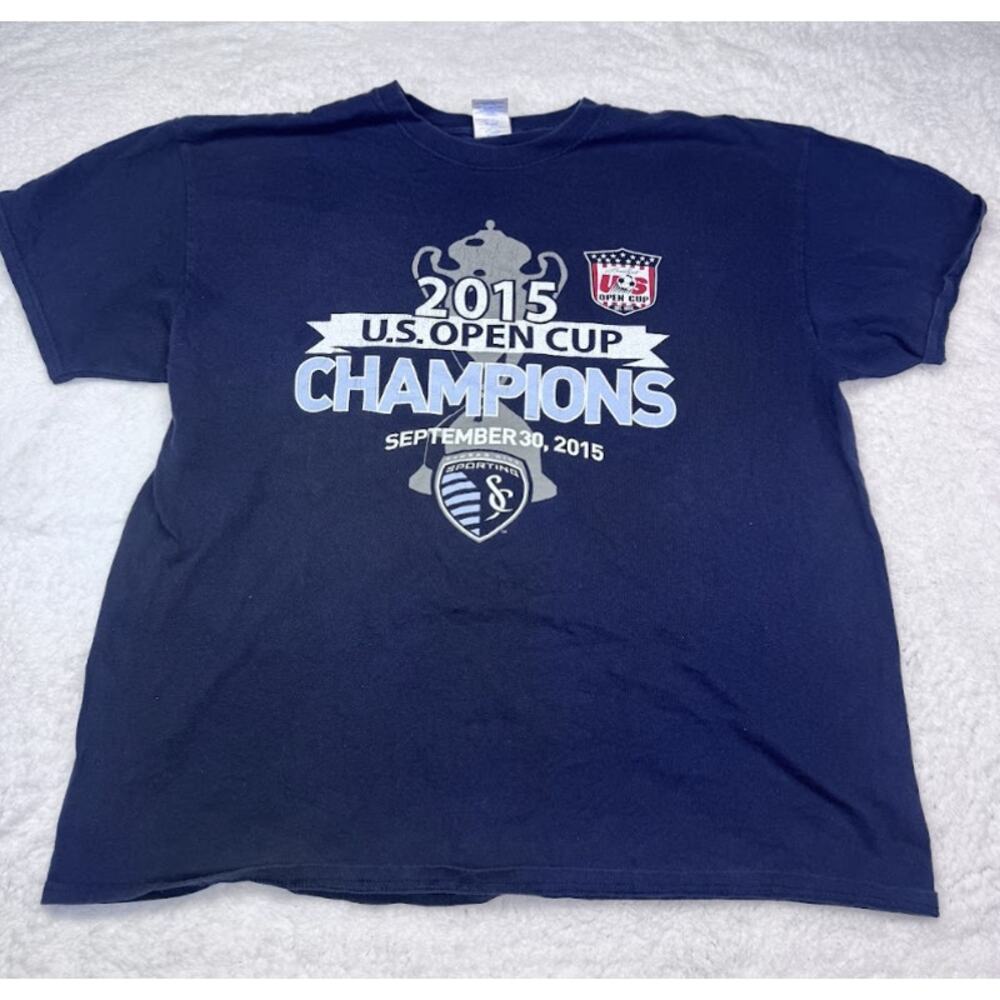 Sporting Kansas City 2015 US Open Cup Champions T-Shirt Men's SizeXL Blue Gildan
